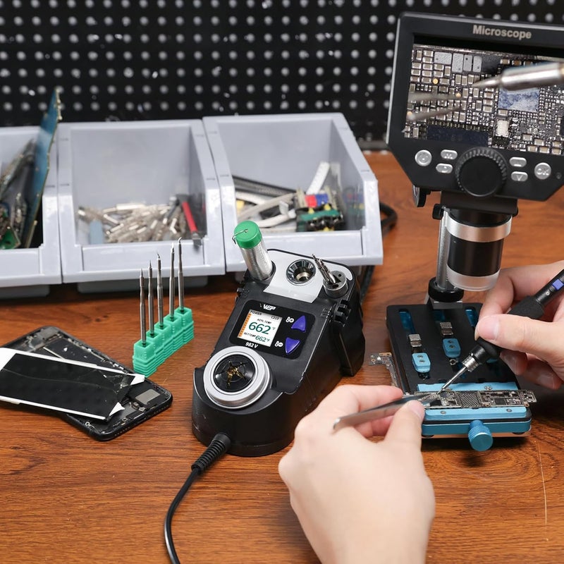 WeP 982-V Micro Soldering kit with 5 C210 Soldering Iron Tips, Temperature Control, Sleep Mode, Auto Shutdown and LCD Display - Image 2